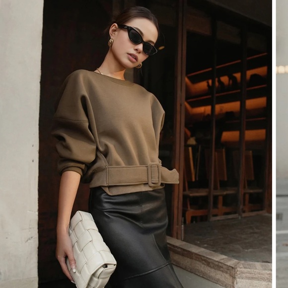 Commense Tops - Sold eBay NWT Commense Pullover sold out online Belted Short Sweatshirt